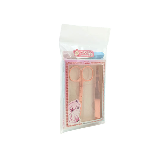 Zakura Beauty Scissors + Eyebrow Clip 2pcs