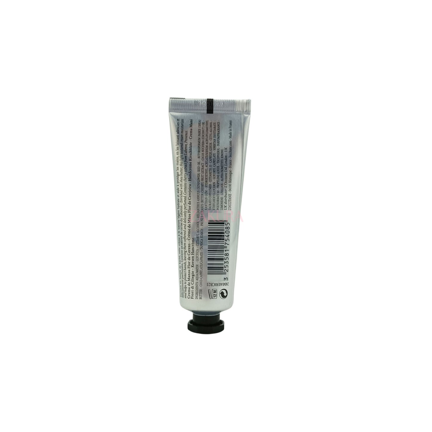 L'Occitane Hand Cream 30ml – Nourishing shea butter hand cream in a sleek silver tube, available at Zakura Global for soft, smooth hands.