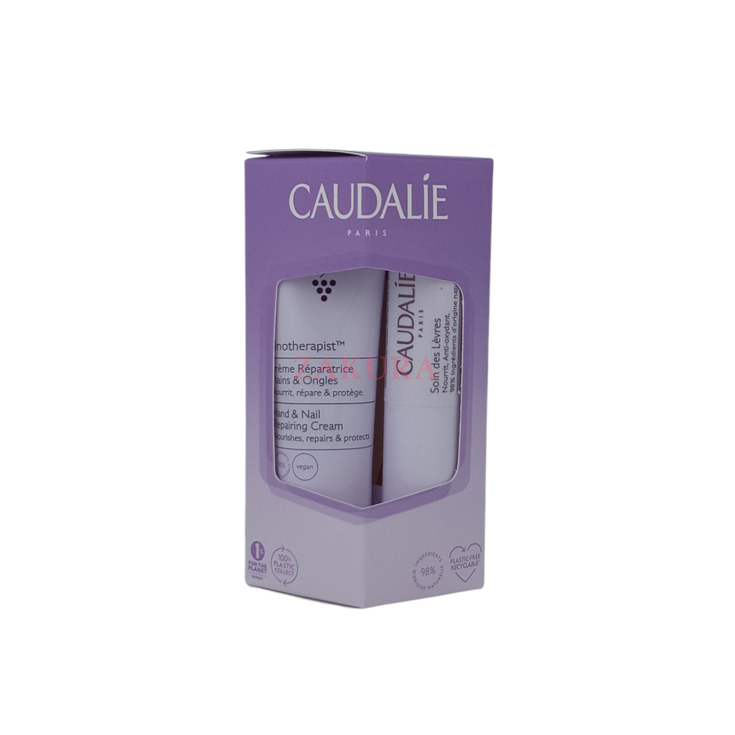 Caudalie Lip & Hand Set: (Hand Cream 30ml & Lip 4.5g) 2pcs