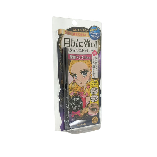 KISS ME Heroine Make Gel Liner 01 Black – 1pc ultra-fine waterproof gel eyeliner for precise eye definition, available at Zakura Global.