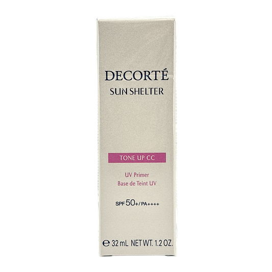 Cosme Decorte Sun Shelter Tone Up CC SPF50+ – 10 Lavender Rose 35g tube, available at Zakura Global.