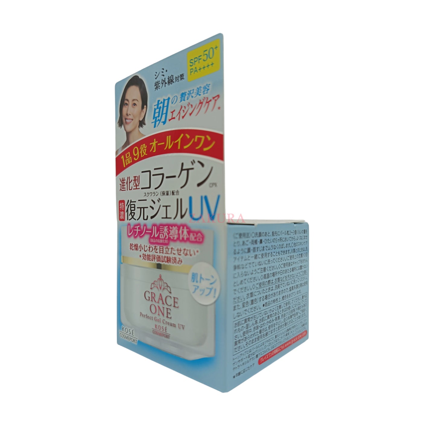 Kose Grace One Perfect Gel Cream UV SPF50+ – 100g anti-aging moisturizer with SPF, available at Zakura Global.
