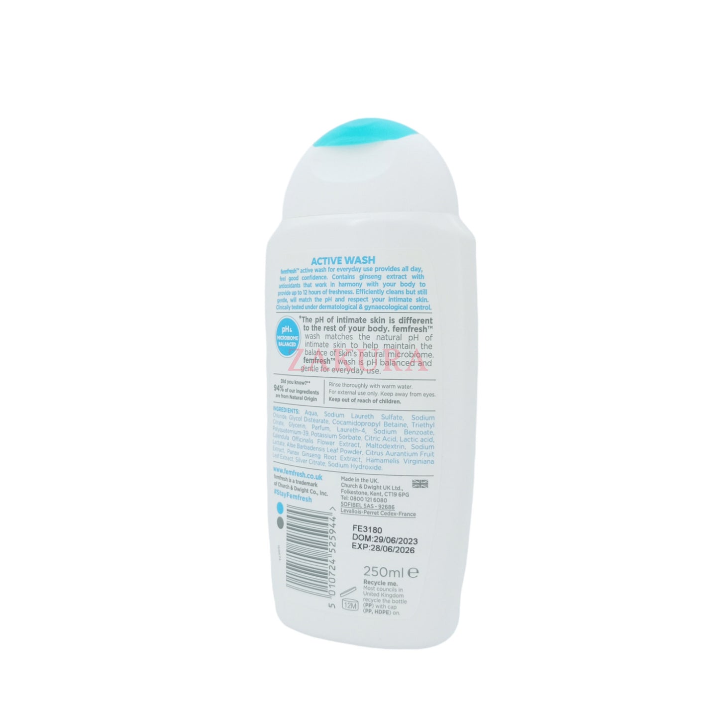 Femfresh Ultimate Care Active Wash 250ml/ Soothing Wash 250ml Active Wash