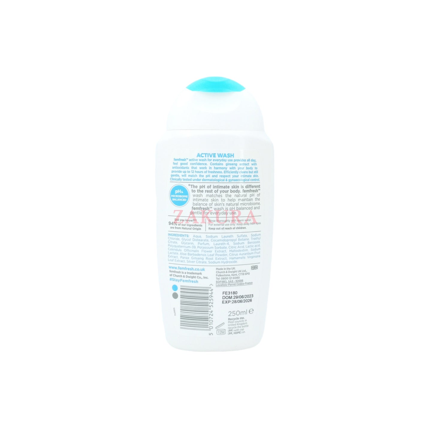 Femfresh Ultimate Care Active Wash 250ml/ Soothing Wash 250ml Active Wash