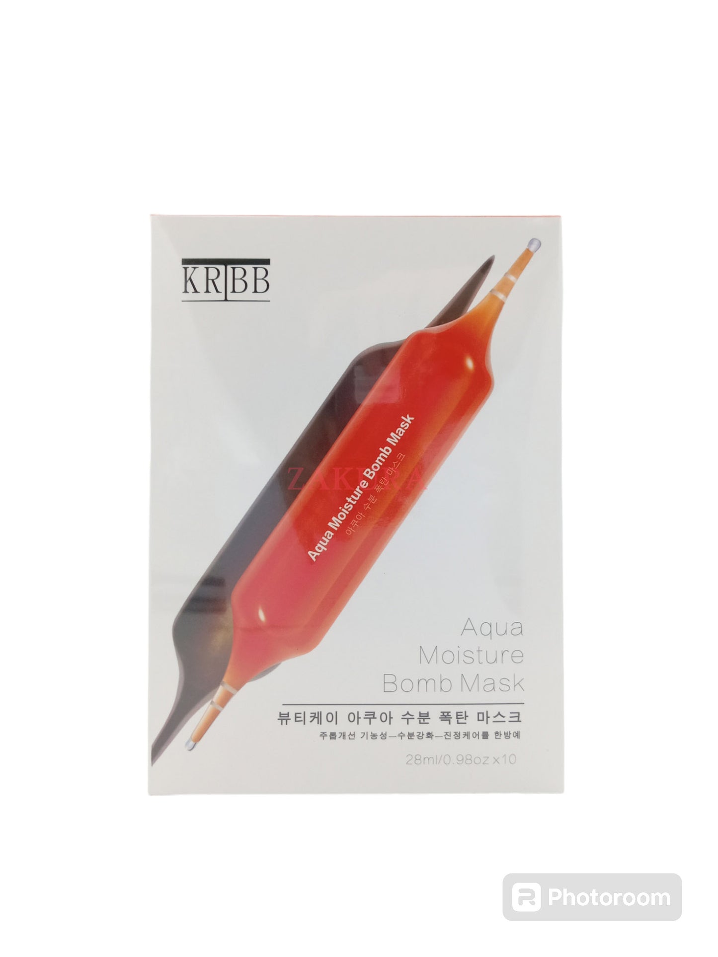 KRIBB Aqua Moisture Bomb Mask – 10pcs Korean sheet masks with blood orange and niacinamide, available at Zakura Global.