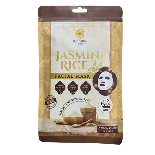 KA-LA Pinnara Jasmine Rice Facial Mask 5pcs pack with hydrating and brightening formula, available at Zakura Global.