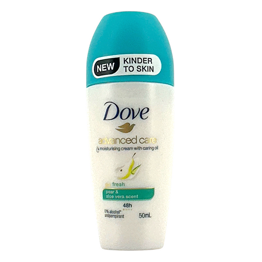 Dove Roll On Pear & Aloe Vera 50ml – gentle deodorant with fresh scent and skin care benefits, available at Zakura Global.