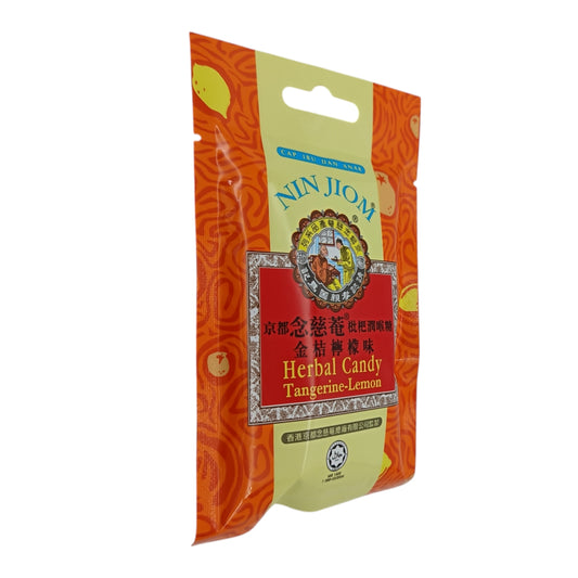 Ninjiom Herbal Candy Tangerine-Lemon 20g – citrus-flavored herbal lozenges for throat relief, available at Zakura Global.