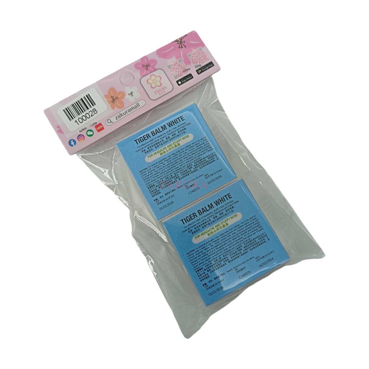 Tiger Balm White twin pack – herbal balm for headaches and nasal relief available at Zakura Global