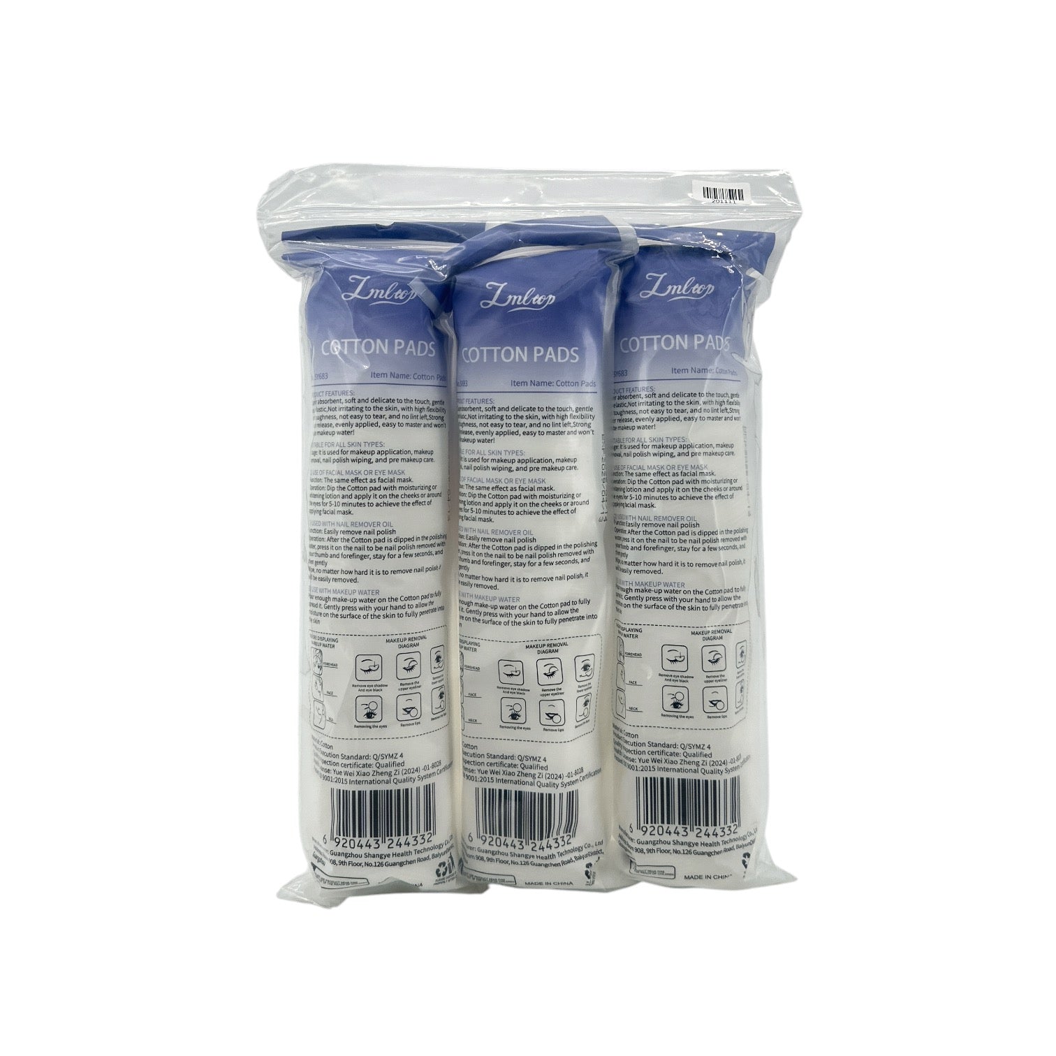 Lmltop Round Double-Faced Cosmetic Cotton (1360pcs) 3*120pcs