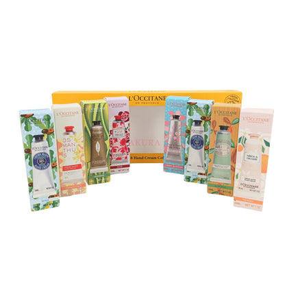 L'Occitane Lucky 8 Hand Cream Collection – 8 assorted 30ml tubes in gift packaging, available at Zakura Global for nourishing and fragrant hand care.

