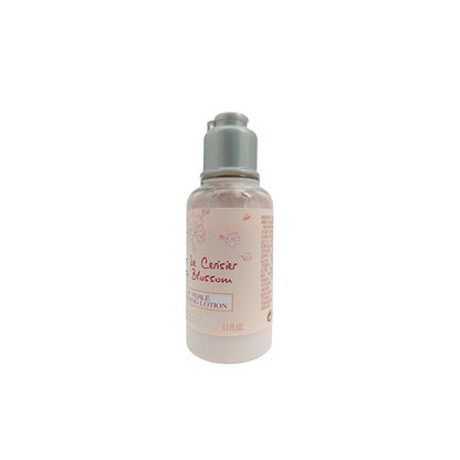 L'Occitane Cherry Blossom Shimmering Lotion – 35ml miniature bottle for glowing, hydrated skin with a floral scent, available at Zakura Global.