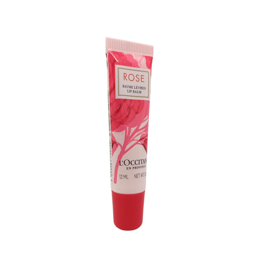 L'Occitane Rose Lip Balm – 12ml tube with floral hydration and soft tint, available at Zakura Global for nourishing and fragrant lip care.