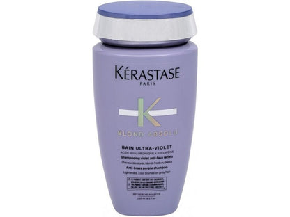 Kerastase Blond Absolu Bain Ultra-Violet Shampoo – 250ml anti-brass purple shampoo with hyaluronic acid and edelweiss, available at Zakura Global.