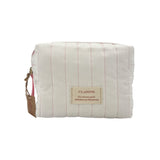 Clarins White cosmetic bag with pink pinstripe 1pc