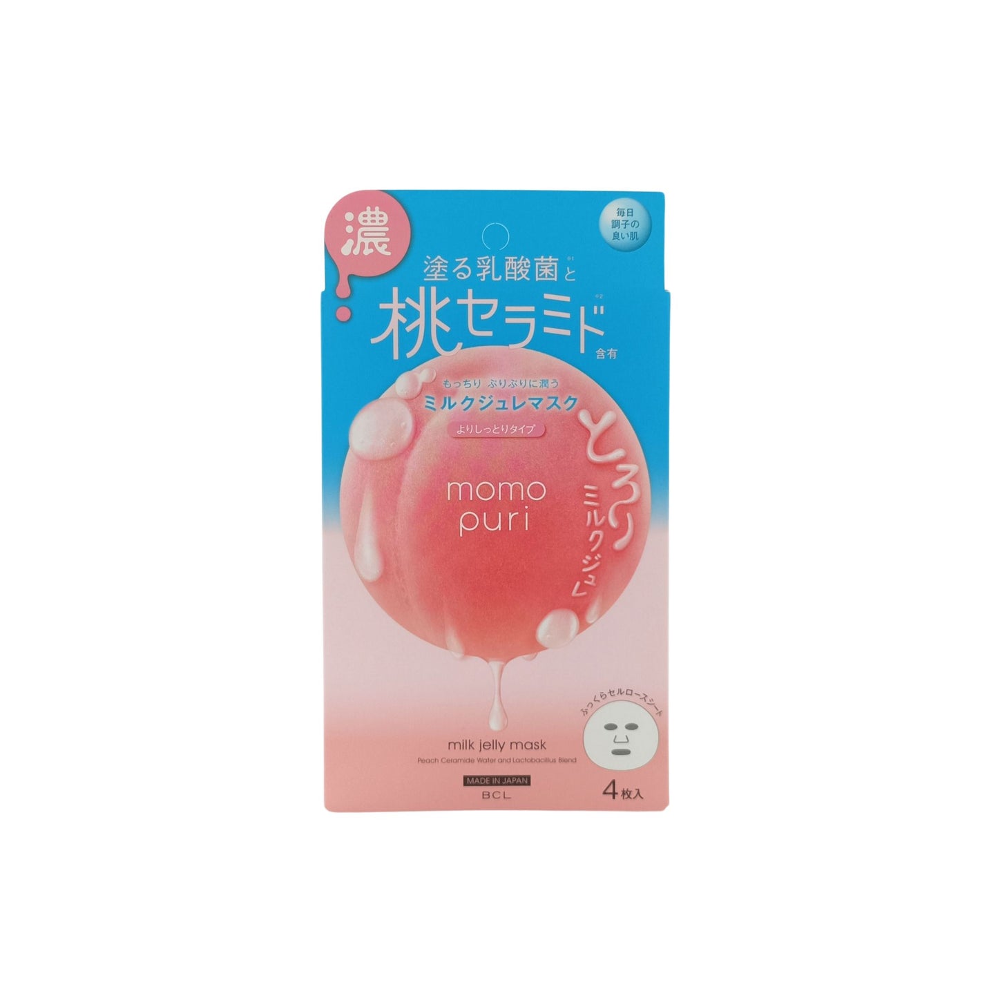 BCL Momopuri Jelly Mask/ Jelly Mask Cool/ Milk Jelly Mask/ Milky Serum Mask 4pcs Milk Jelly Mask