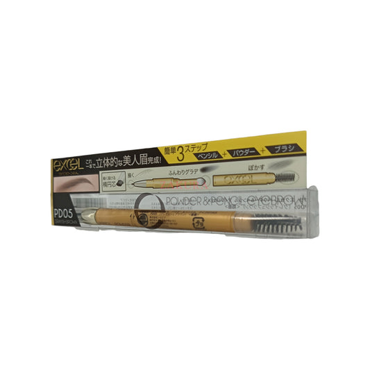 EXCEL Powder & Pencil Eyebrow Ex 13g (PD01 Natural Brown/ PD02 Camel Brown/ PD05 Grayish Brown/ PD13 Ash Grey) PD05 Grayish Brown