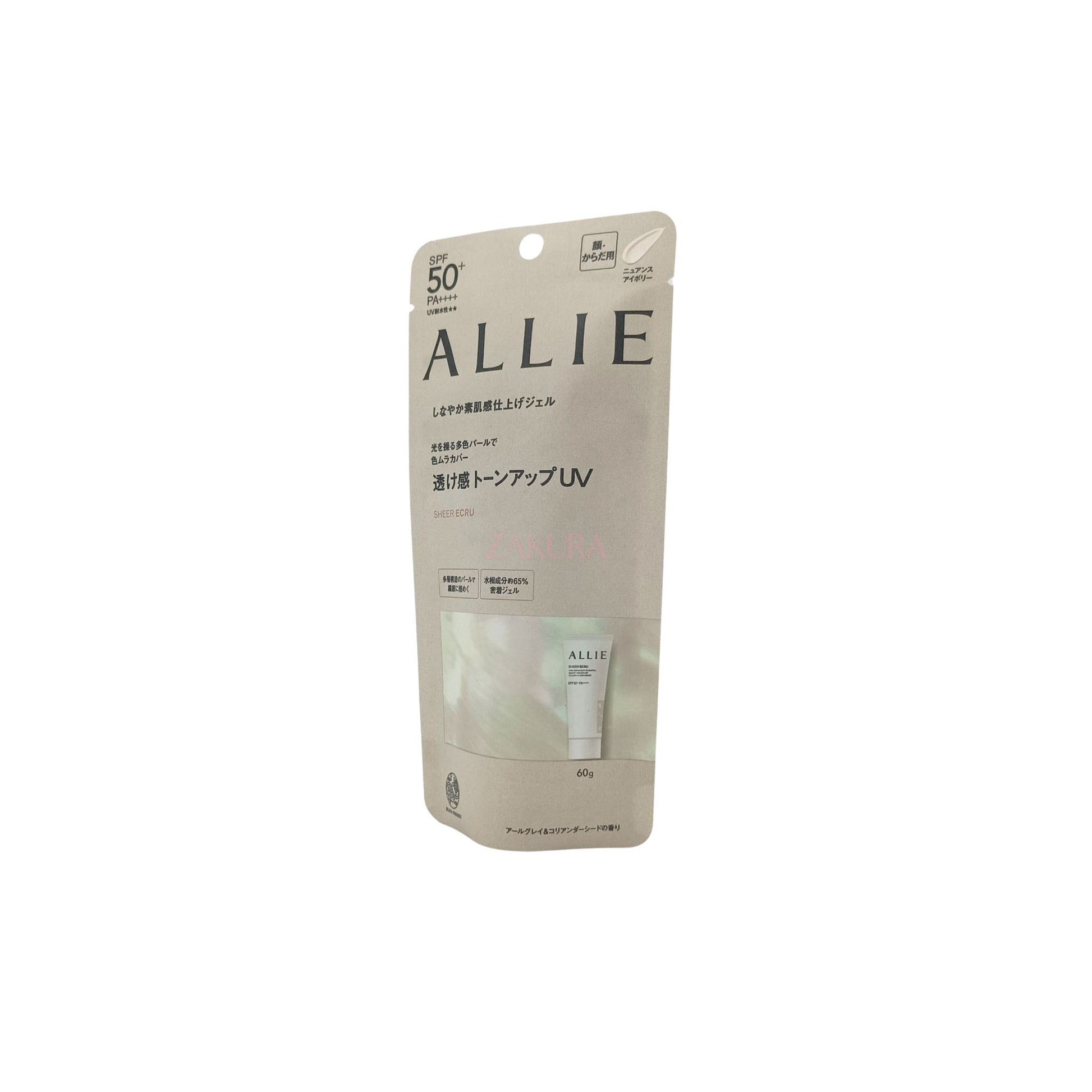 Allie Tone Up UV SPF50 60g (01 Bright Shower/02 Rose Chaire/03 Sheer Ecru) 03 Sheer Ecru