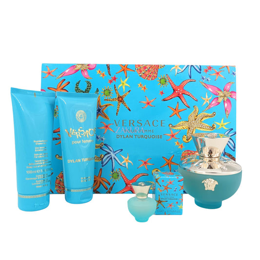 Versace Dylan Turquoise Pour Femme Eau De Toilette Set 4pcs