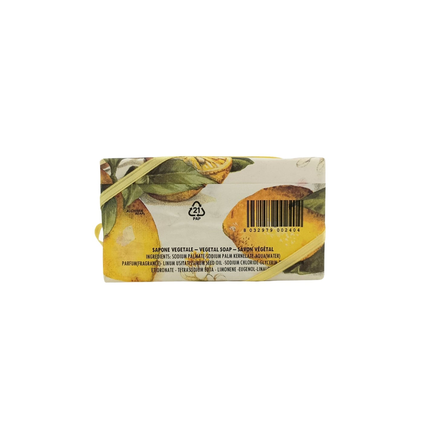 Alchimia Vegetal Soap 200g (Grapes & Bilberry/Angy/White Musk/Lemon/Jasmin/RoseSea Breeze) Lemon