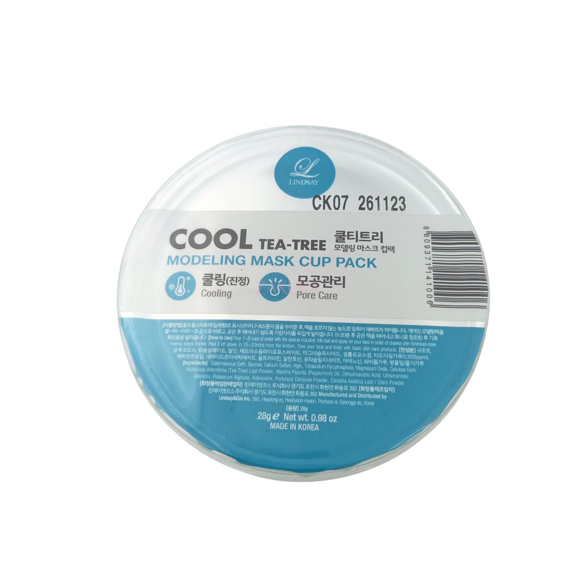 Lindsay Disposable Modeling Mask Cup Pack 28g Cool Tea Tree