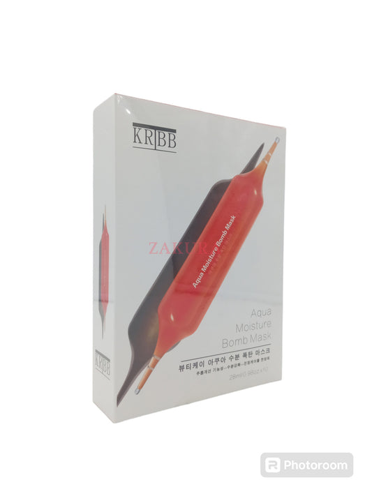 KRIBB Aqua Moisture Bomb Mask – 10pcs Korean sheet masks with blood orange and niacinamide, available at Zakura Global.

