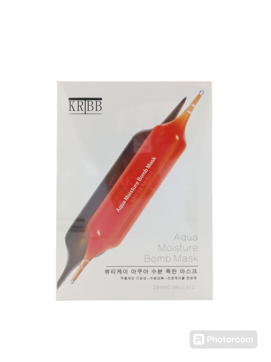 KRIBB Aqua Moisture Bomb Mask – 10pcs Korean sheet masks with blood orange and niacinamide, available at Zakura Global.

