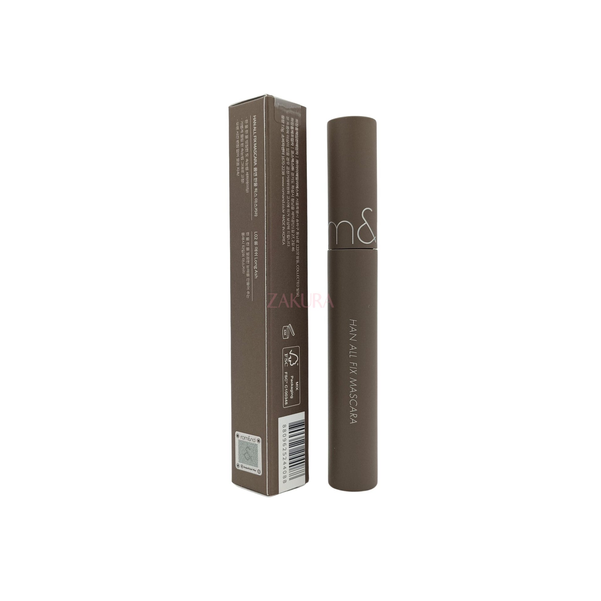 rom&nd Han All Fix Mascara 7g (V01 Volume Black/L02 Long Ash) L02 Long Ash