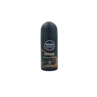 Nivea Men Roll On 50ml(Back & White Invisible Original/Fresh Active/Black & White Invisible Fresh/ Deep Black Charcol Espresso/Cool Kick Extra Dry) Deep Black Charcol Espresso