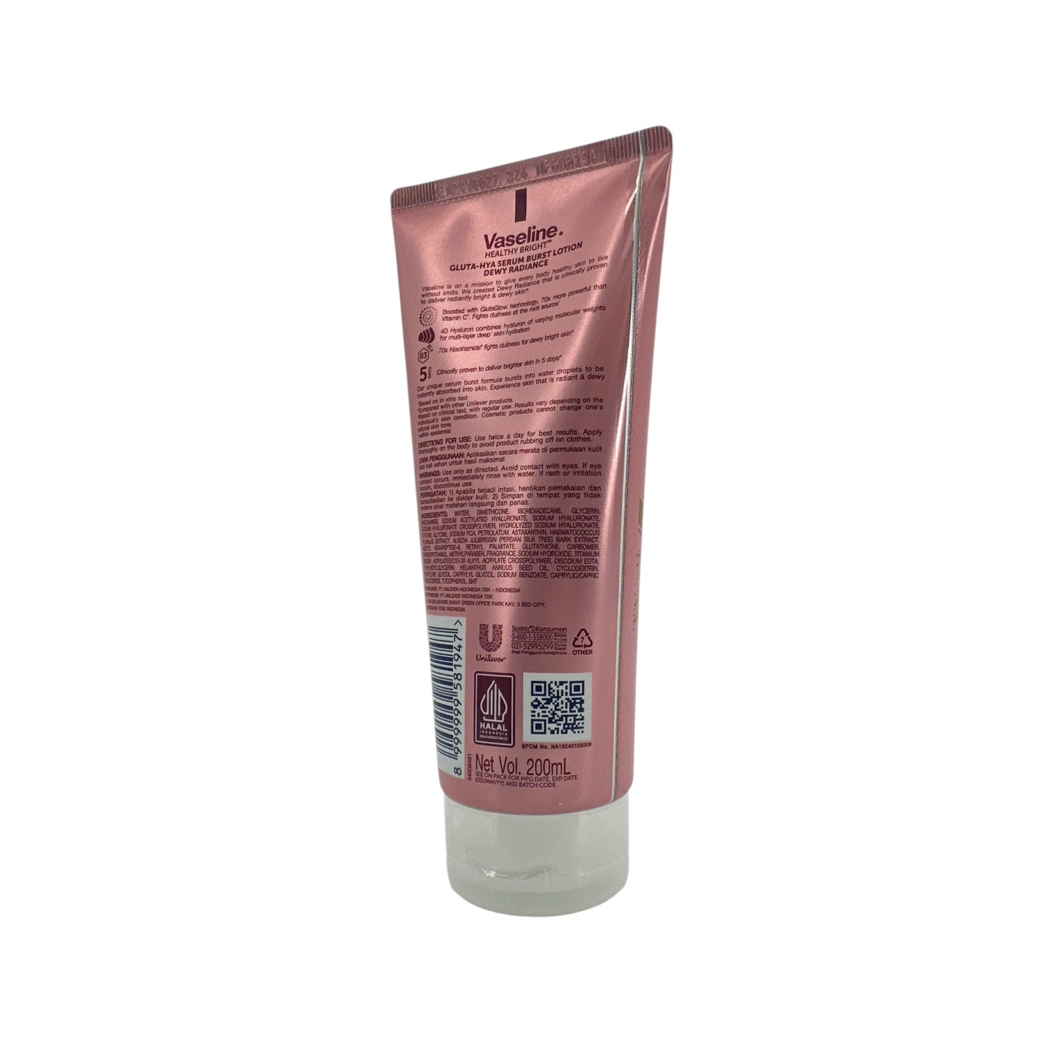 Vaseline Healthy Bright Gluta-Hya Serum Burst Lotion Dewy 200ml