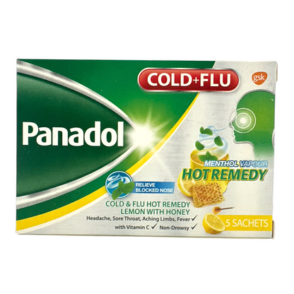 Panadol Cold + Flu Hot Remedy Honey Lemon Menthol 5packs